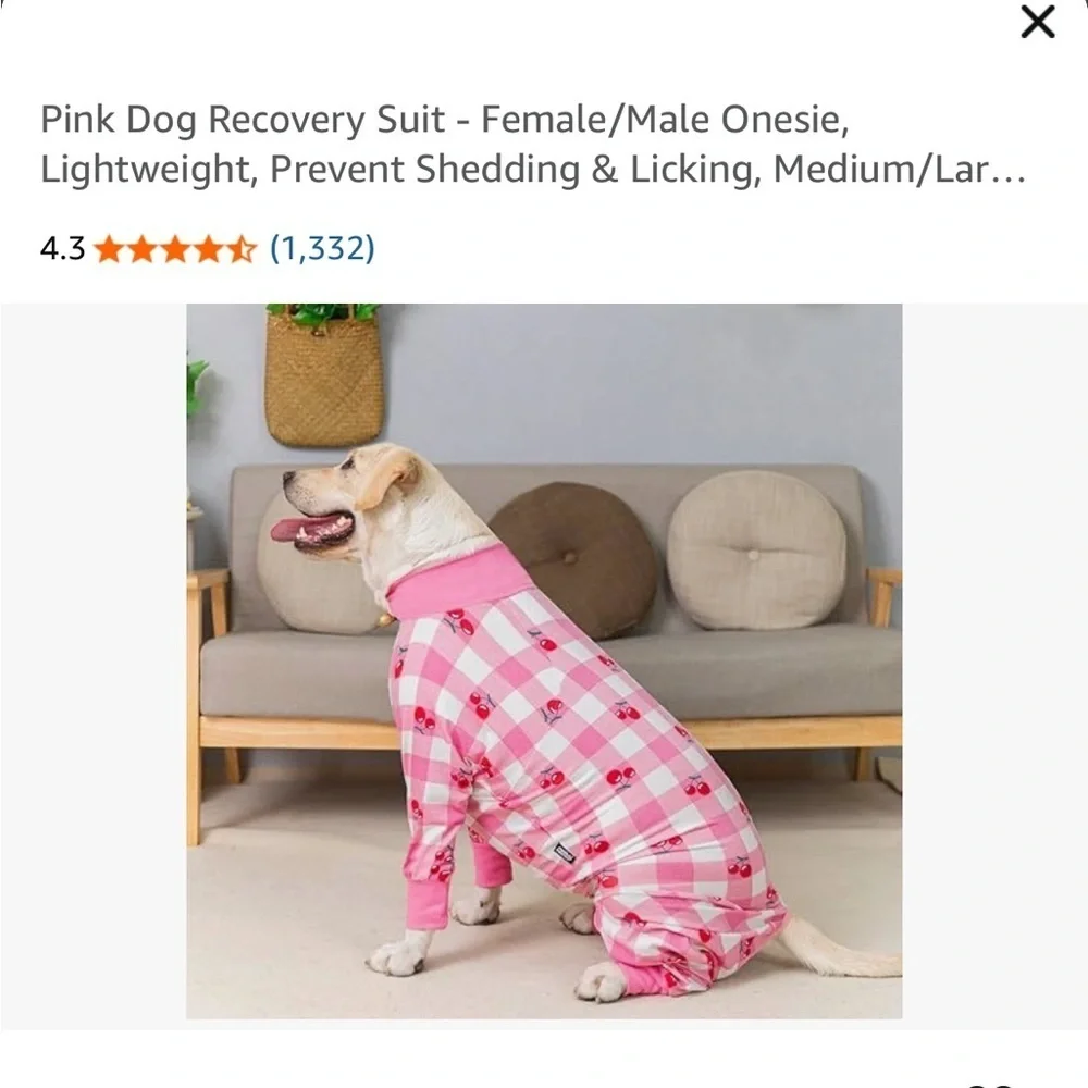 Dog Recovery Suit - Female/Male Onesie, Lightweight,Prevent Shedding & Licking